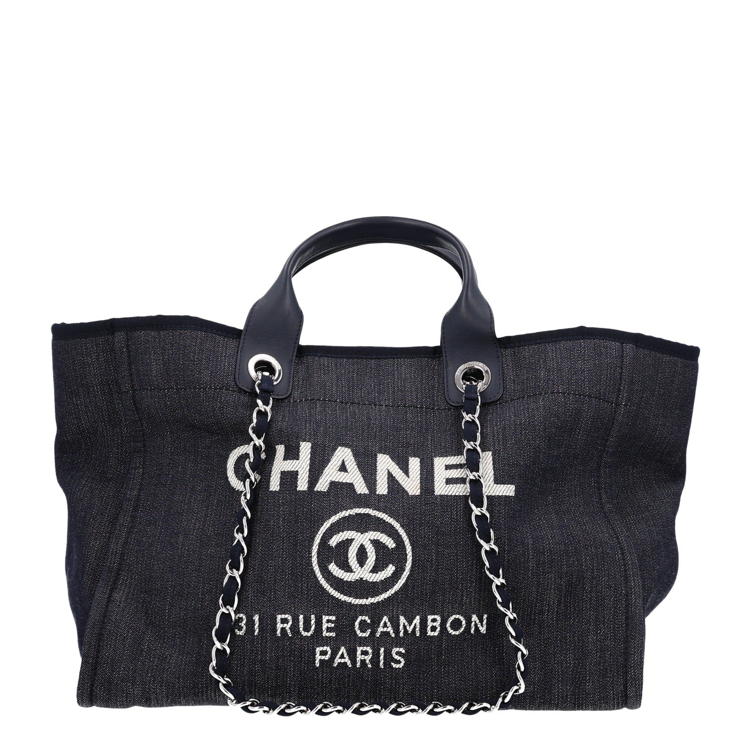 Chanel Denim Large Deauville Tote Dark Blue 1 of 9