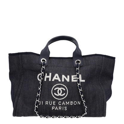 Chanel Denim Large Deauville Tote Dark Blue 1 of 9