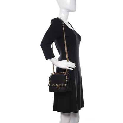 Fendi Vitello Liberty Metal Scalloped Multi Studded Small Kan I Shoulder Bag Black 2 of 11