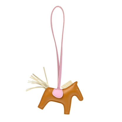 Hermes Milo Lambskin Grigri Rodeo Horse Bag Charm PM Sesame Mauve Sylvestre Craie 2 of 5