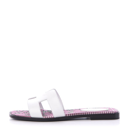 Hermes Box Calfskin Bois De Rose Oran Sandals 37 White 1 of 8
