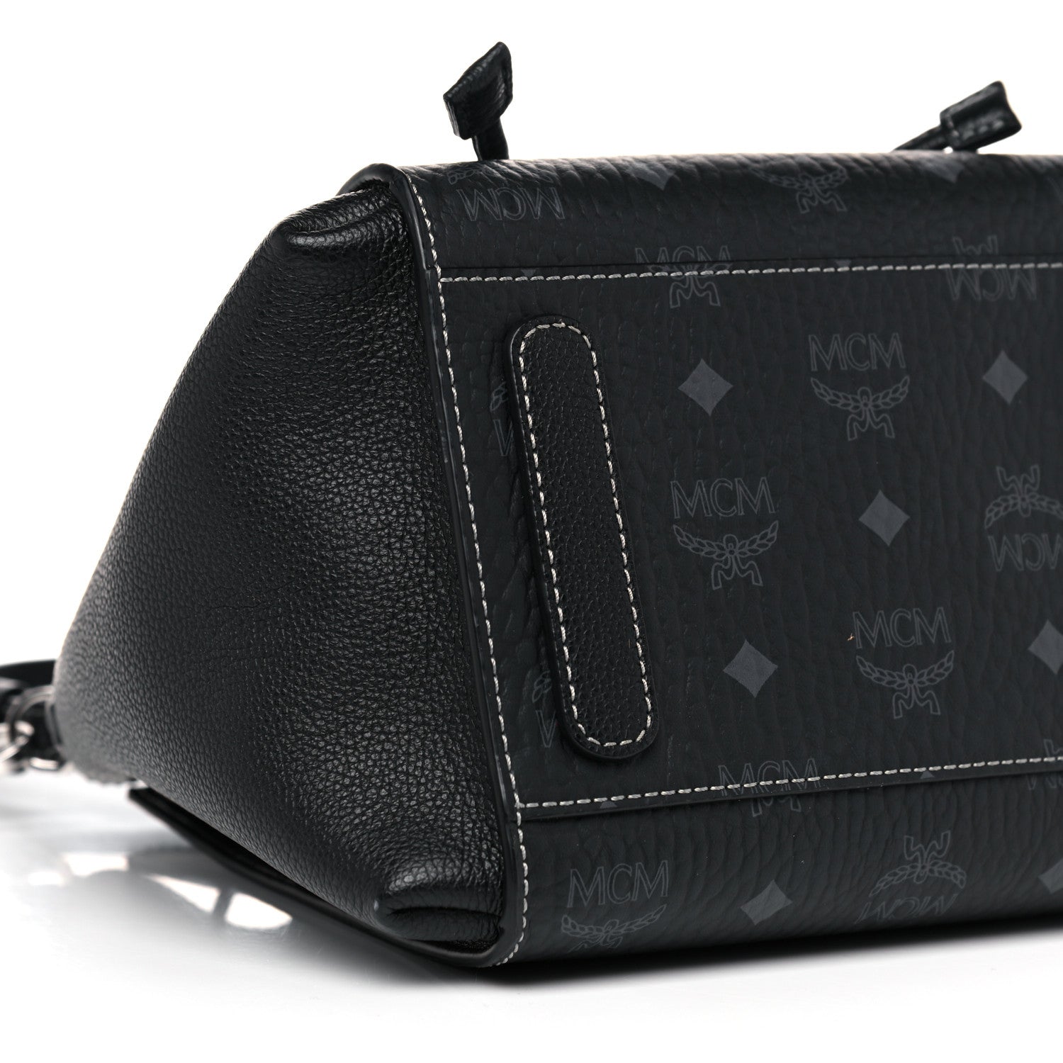 MCM Visetos Calfskin Drawstring Bucket Bag Black 9 of 10