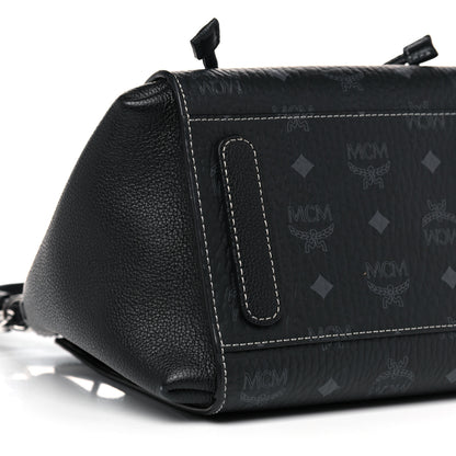 MCM Visetos Calfskin Drawstring Bucket Bag Black 9 of 10