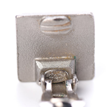 Chanel Metal Square CC Symbols Clip On Earrings Silver 4 of 4