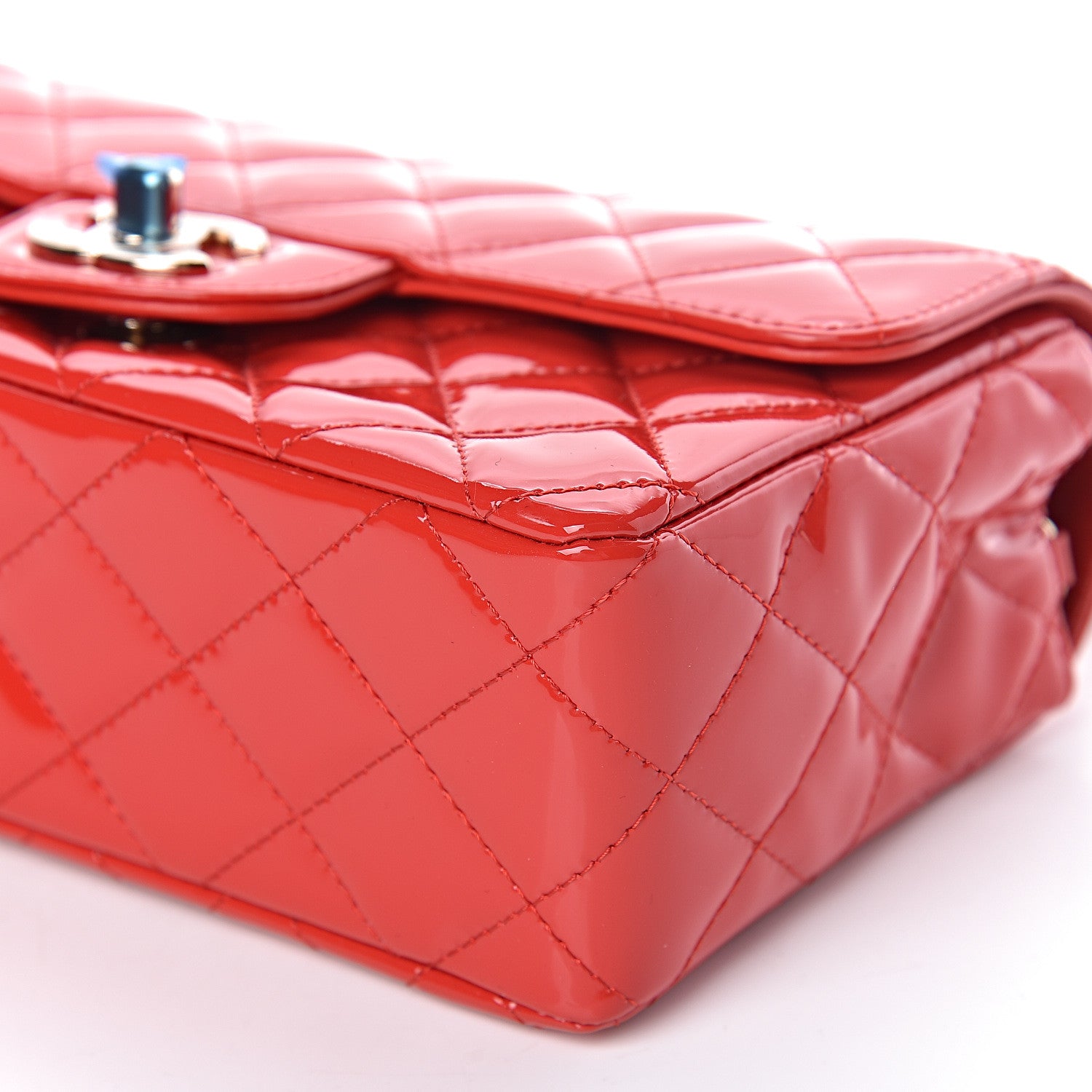 Chanel Patent Calfskin Quilted Mini Rectangular Flap Red 8 of 11
