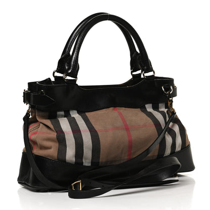 Burberry House Check Bridle Calfskin Hepburn Satchel Black 3 of 14