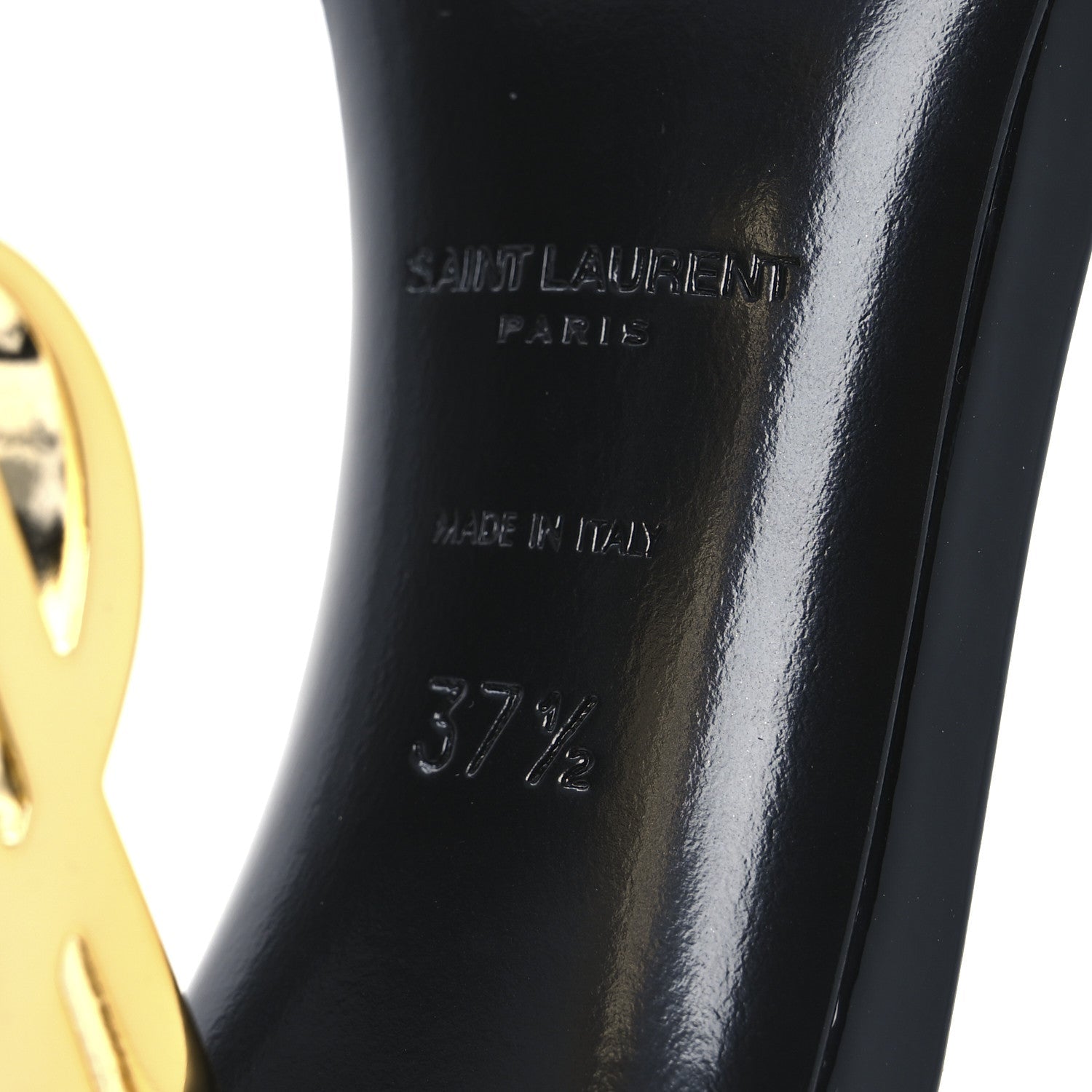 Saint Laurent Patent Calfskin Opyum 110 Sandals 37.5 Black Gold 6 of 9