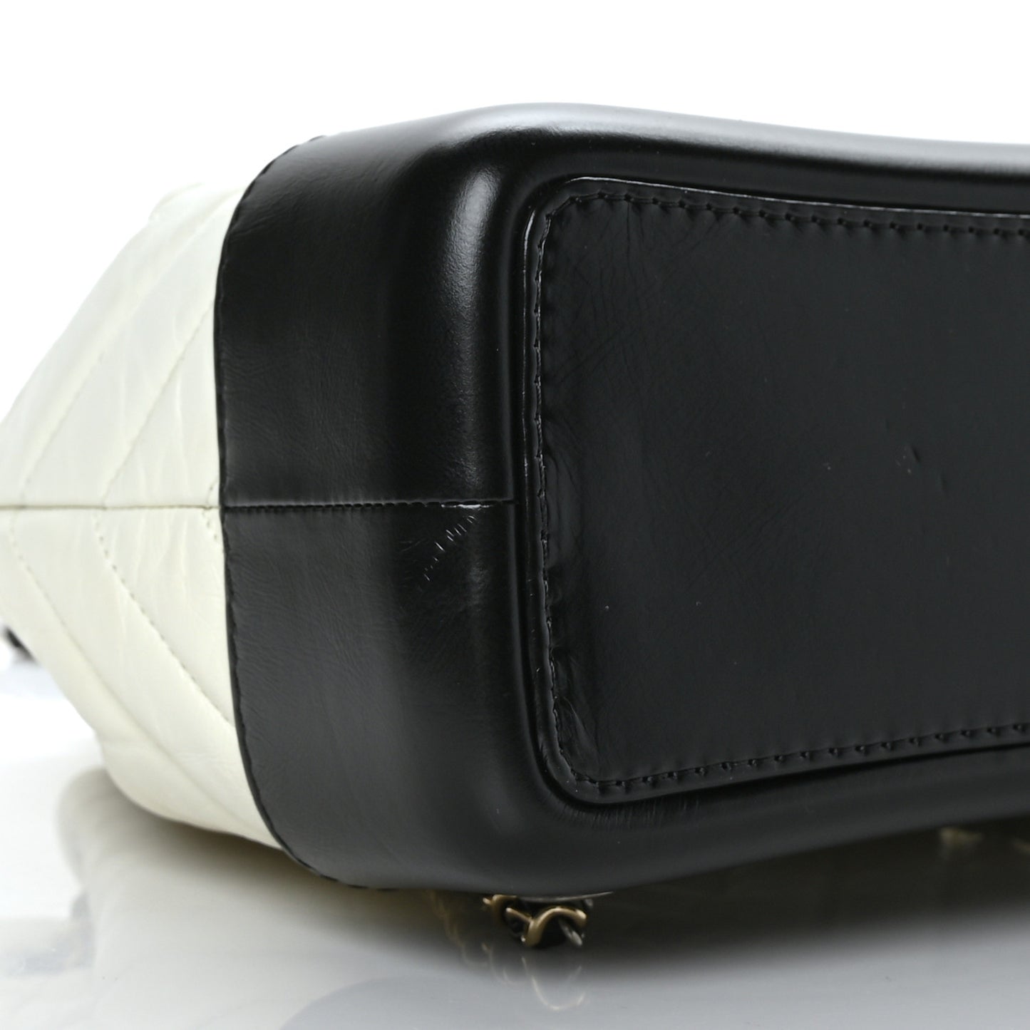 Aged Calfskin Chevron Quilted Small Gabrielle Backpack Black White