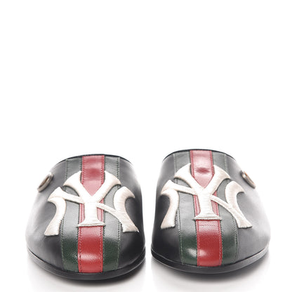 Gucci X MLB Lambskin NY Yankees Embroidered Womens GG Slippers 36 Black 2 of 9