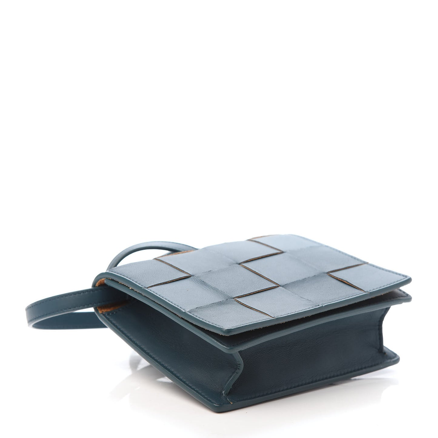 Lambskin Maxi Intrecciato Mini Cassette Crossbody Bag Petrol Blue
