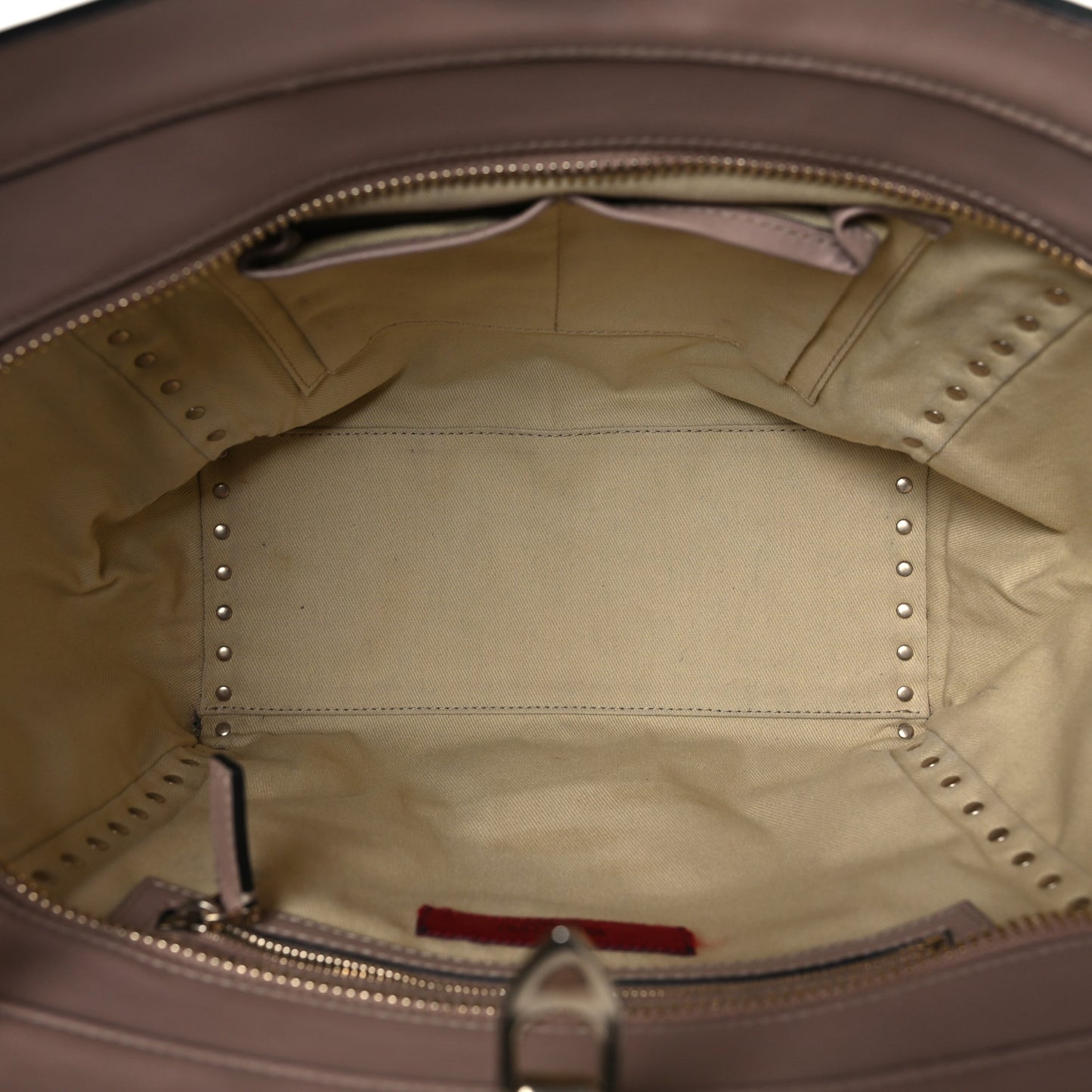 Vitello Rockstud Double Handle Tote Poudre