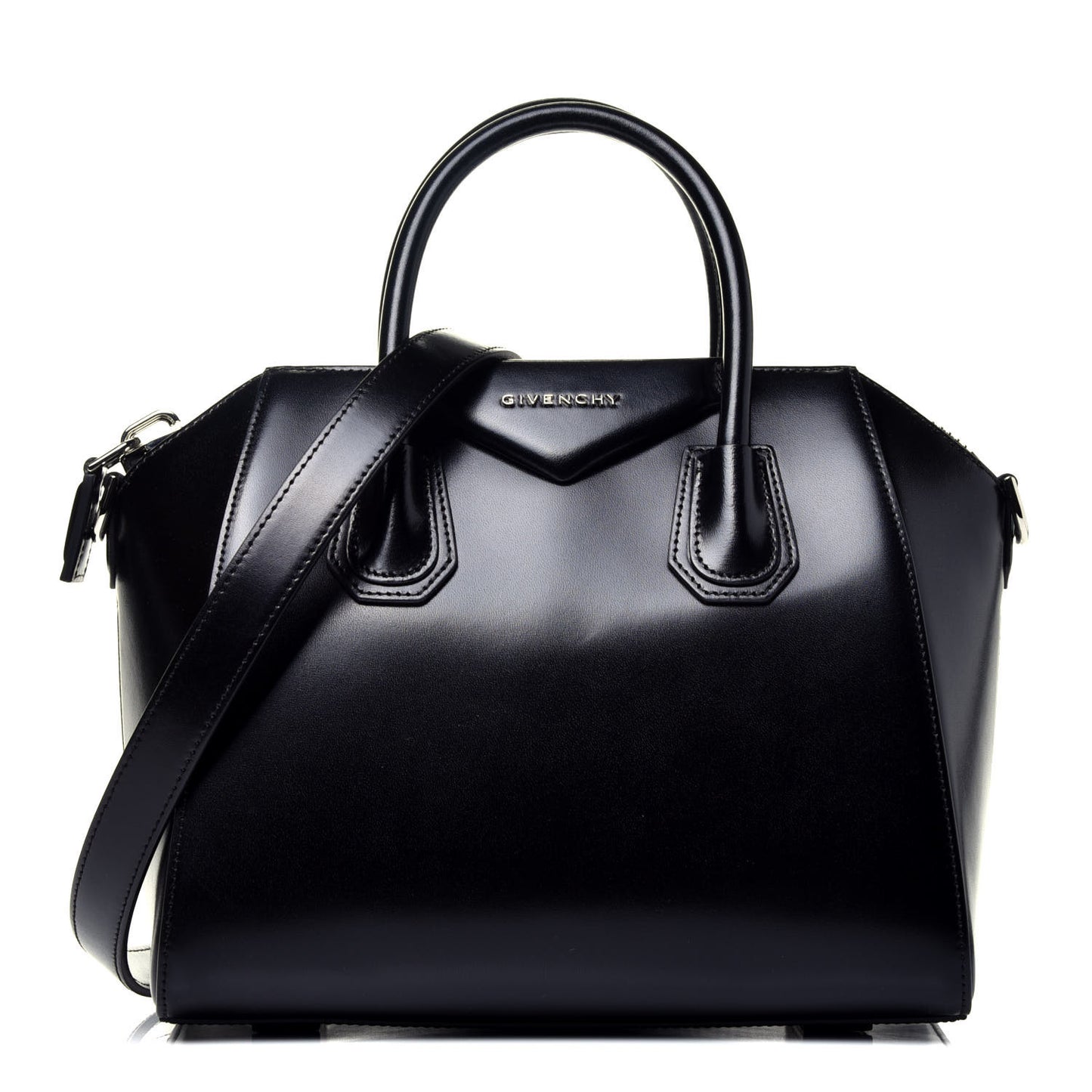 Shiny Lord Calfskin Small Antigona Black