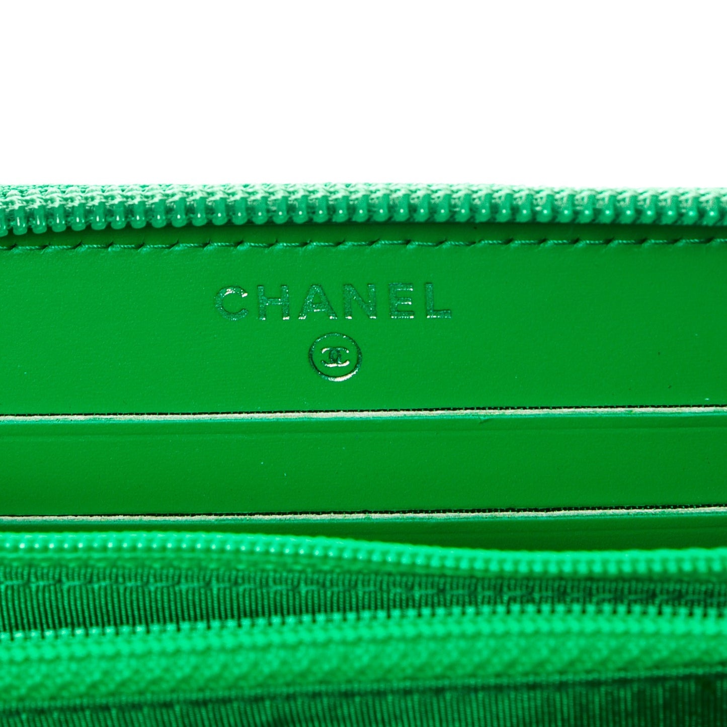 Patent Quilted Small Boy Zip Around Wallet Green