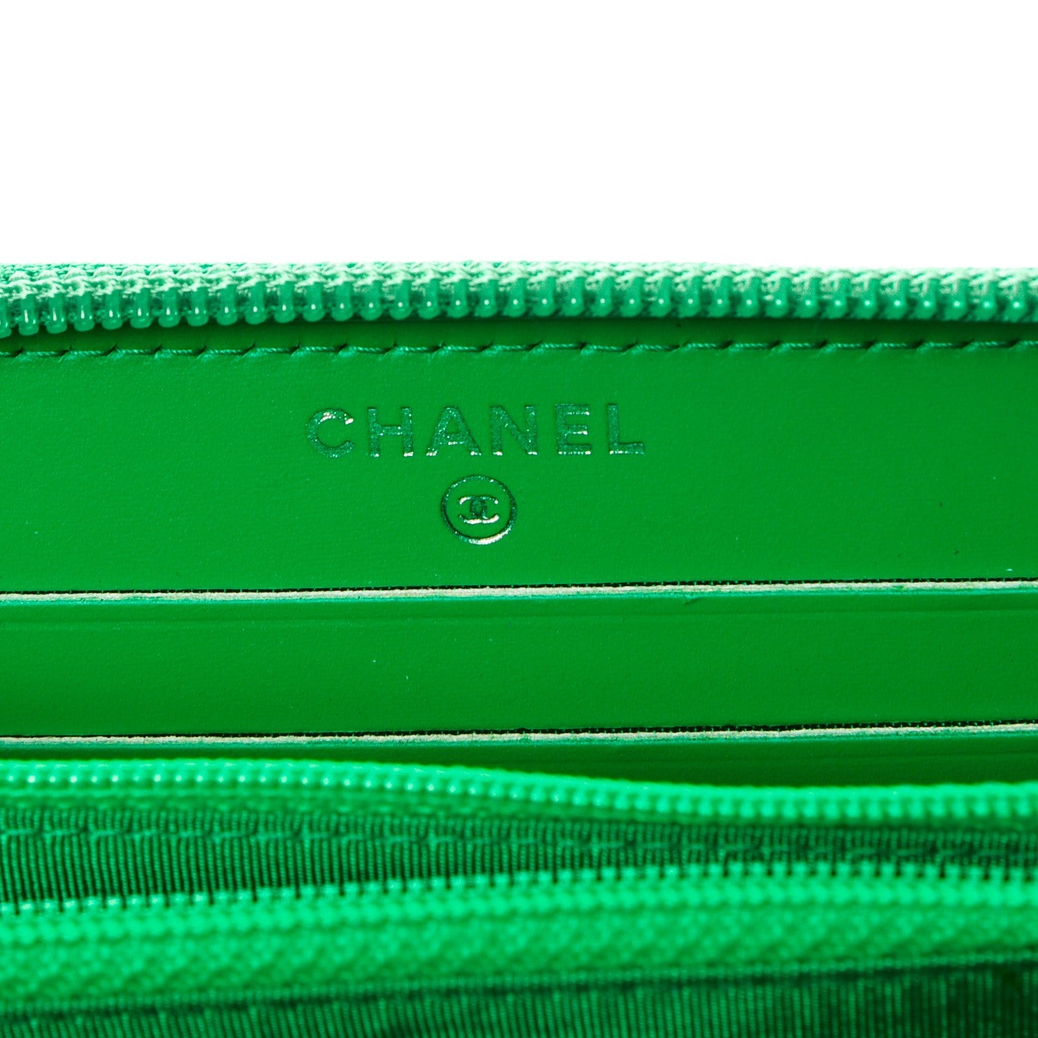 Chanel Patent Quilted Small Boy Zip Around Wallet Green 6 of 9