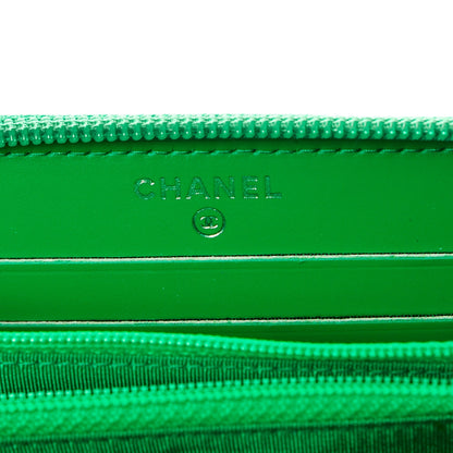 Chanel Patent Quilted Small Boy Zip Around Wallet Green 6 of 9