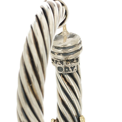 David Yurman Sterling Silver 14K Yellow Gold Cable Classics X Hoop Earrings 4 of 5