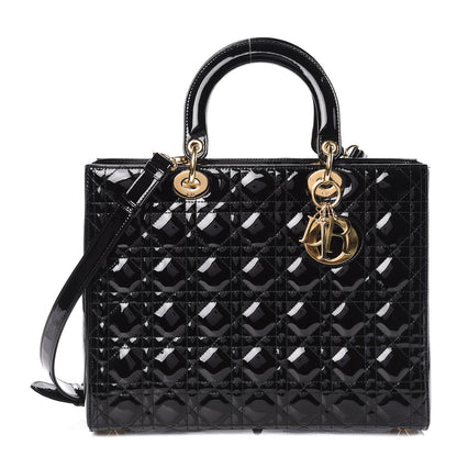 Christian Dior Patent Cannage Large Lady Dior Black 1 of 9