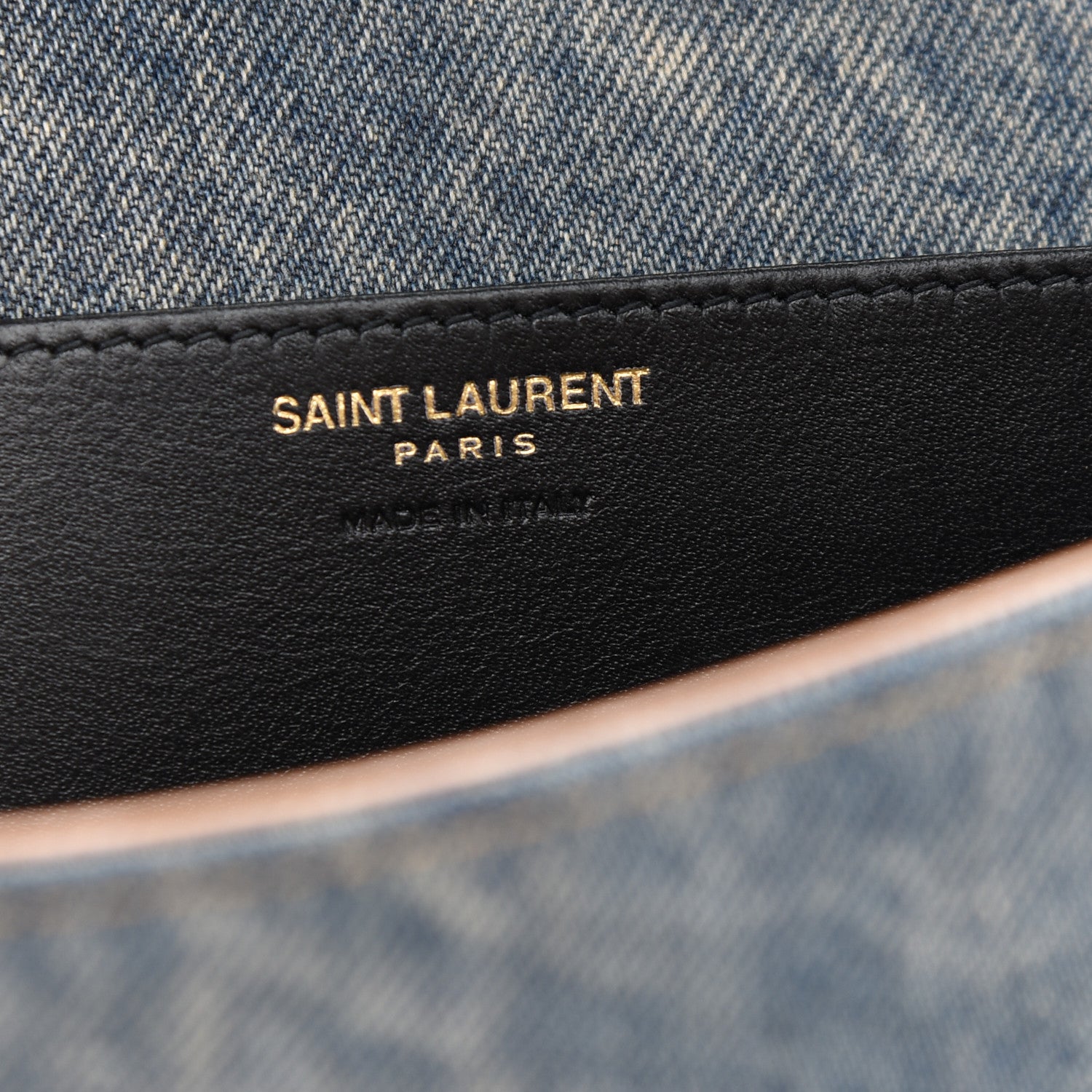 Saint Laurent Denim Monogram Chain Wallet Rodeo Blue Cinnamon 6 of 8