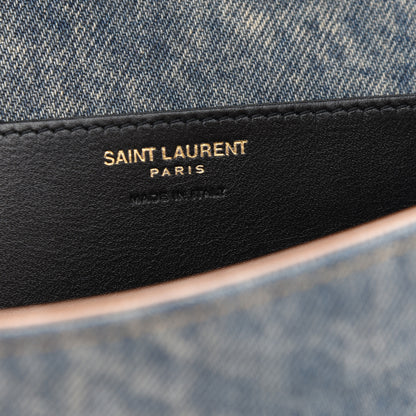 Saint Laurent Denim Monogram Chain Wallet Rodeo Blue Cinnamon 6 of 8