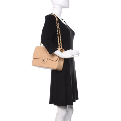 Chanel Caviar Quilted Jumbo Double Flap Light Beige 2 of 10