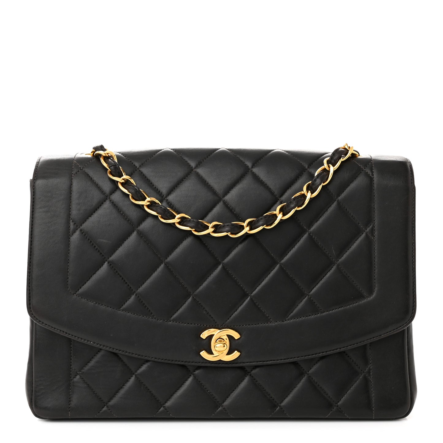 Lambskin Quilted Medium Single Flap Black