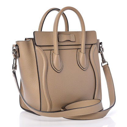 Celine Drummed Calfskin Nano Luggage Dune 3 of 10