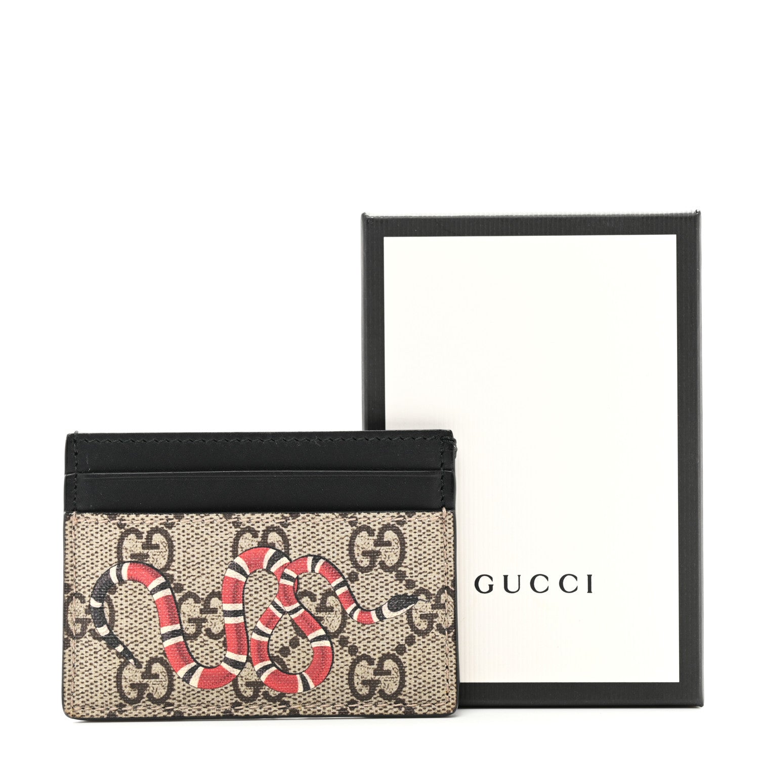 Gucci GG Supreme Monogram Kingsnake Card Holder Beige Black 7 of 7