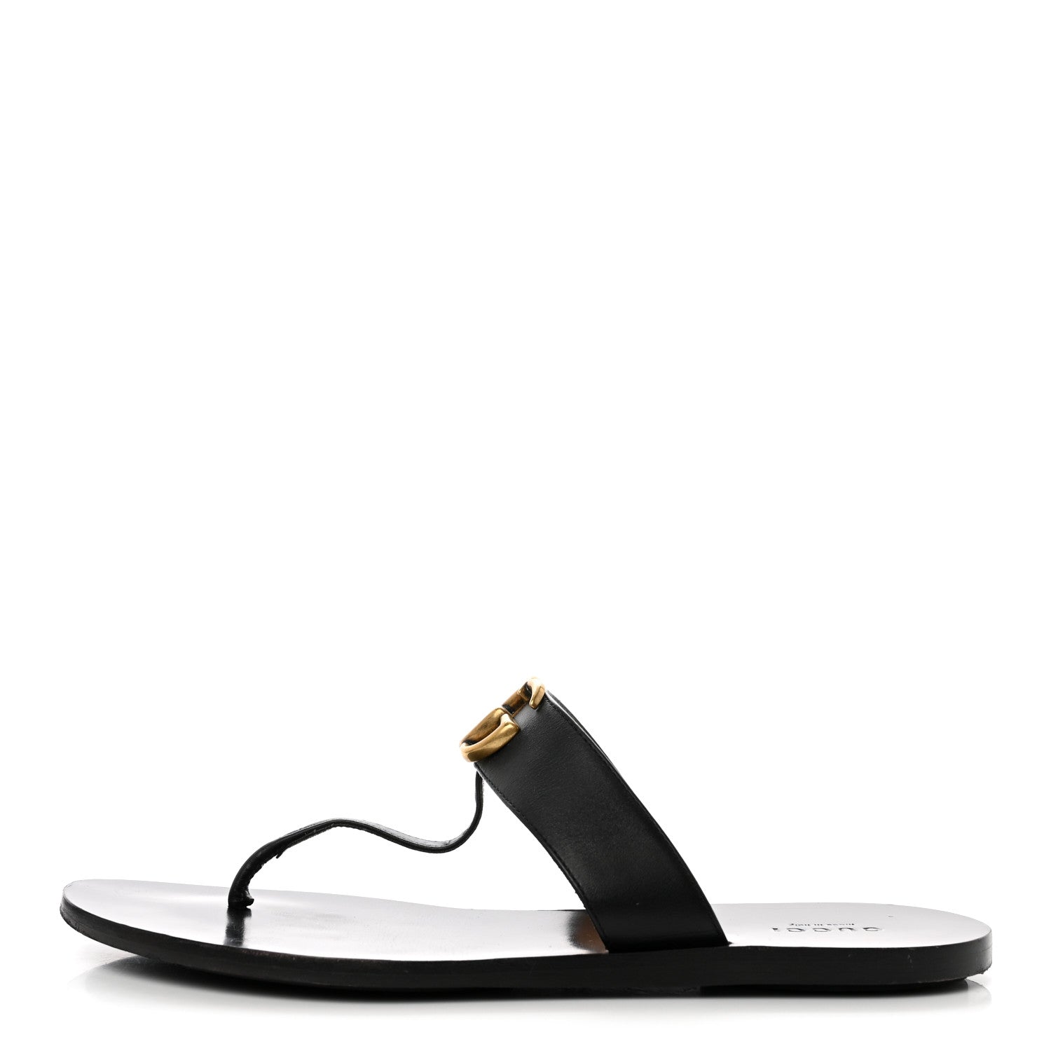 Gucci Calfskin GG Marmont Thong Sandals 39 Black 1 of 8
