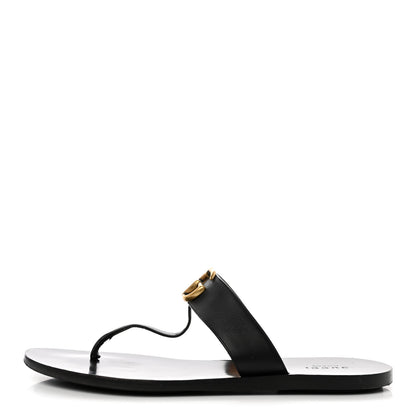 Gucci Calfskin GG Marmont Thong Sandals 39 Black 1 of 8