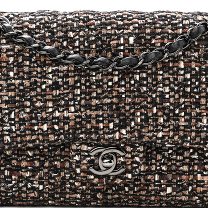 Chanel Tweed Quilted Medium Double Flap Brown 8 of 10