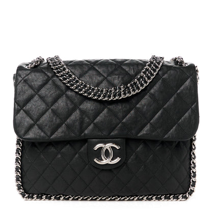 Chanel Washed Lambskin Quilted Maxi Chain Around Flap Black 1 of 11