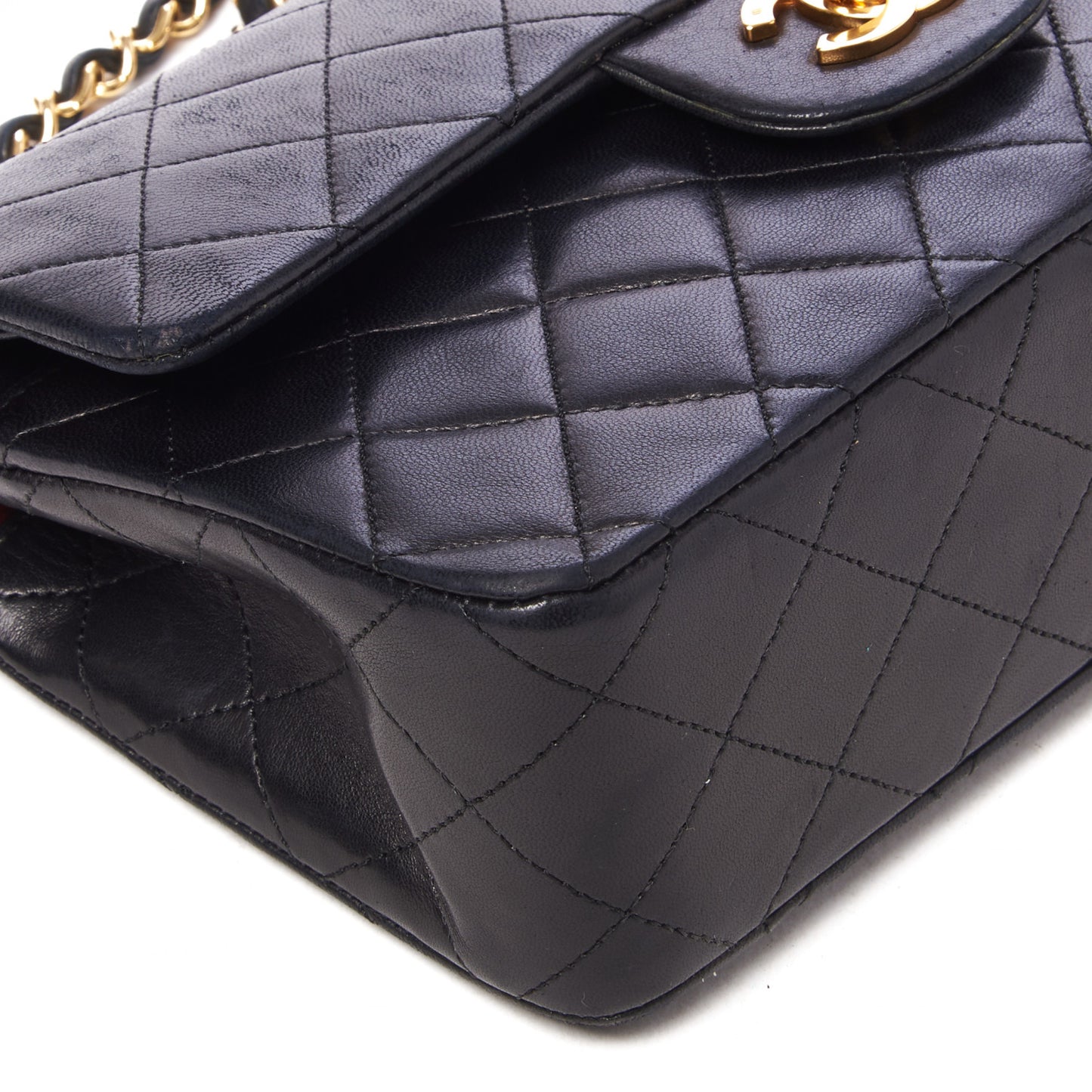 Lambskin Quilted Small Double Flap Black