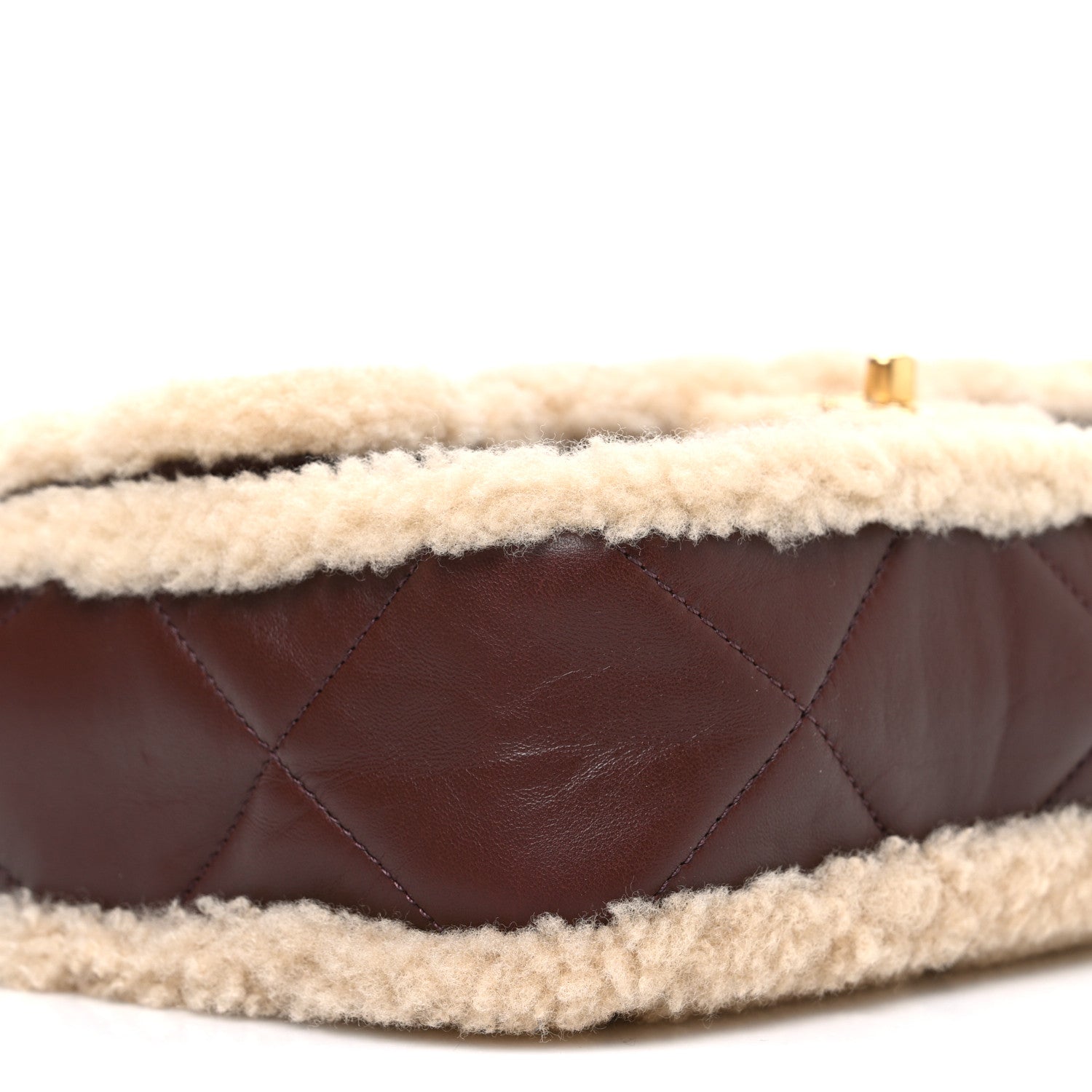 Chanel Shearling Lambskin Quilted Furry Coco Flap Beige Dark Brown 9 of 10