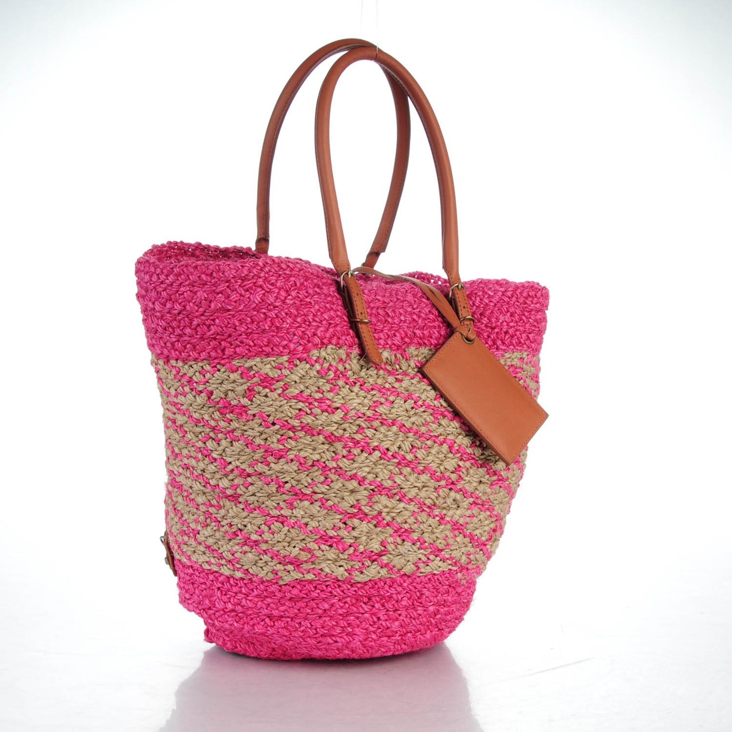 Panier Classic Hardware Basket Tote Pink Natural