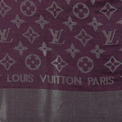 Louis Vuitton Silk Lurex Wool Monogram Shine Shawl Amarante 2 of 3