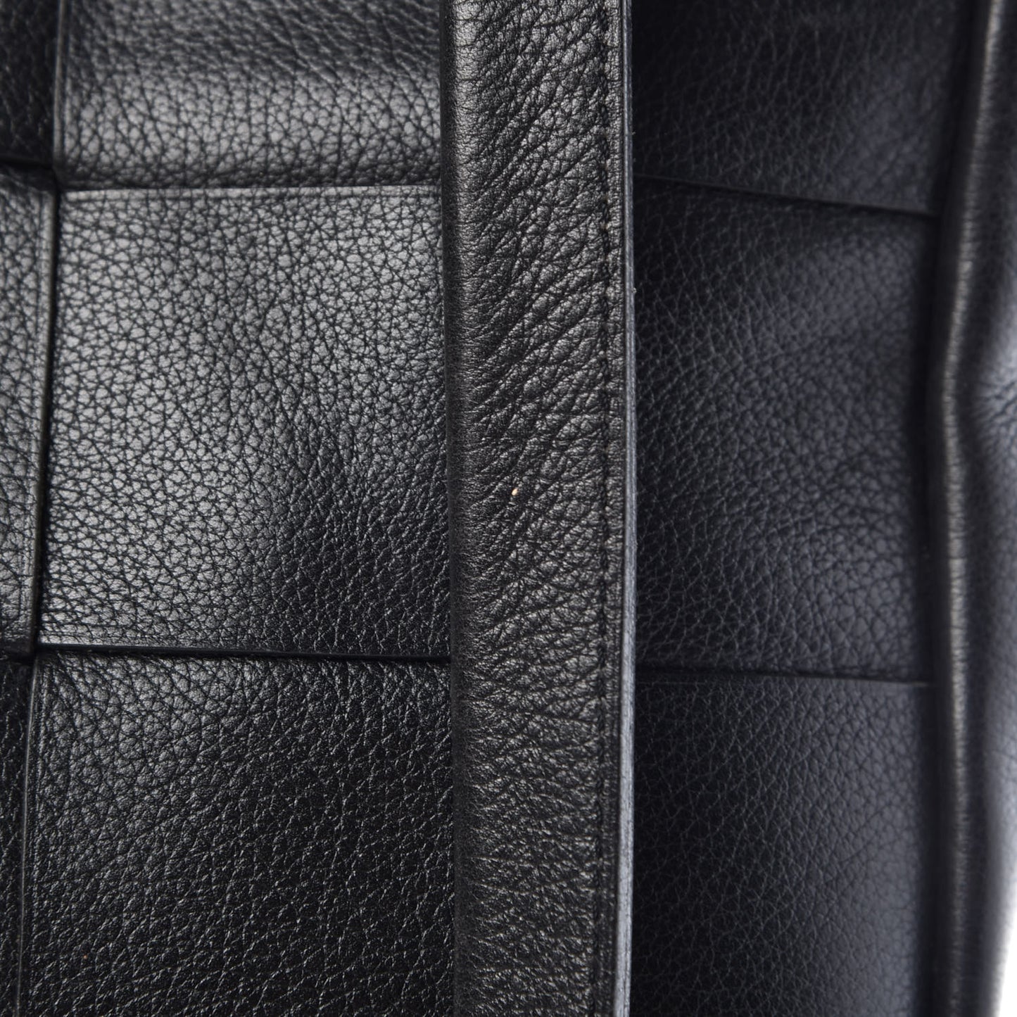 Grained Calfskin Woven Shoulder Bag Black