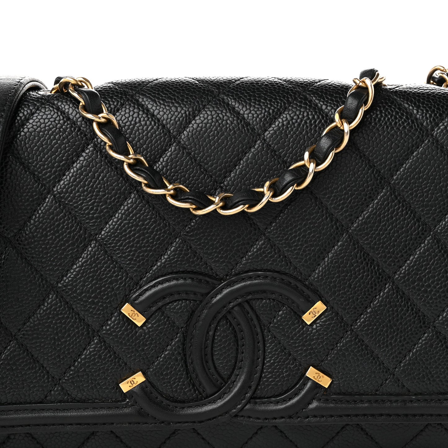Caviar Quilted Medium CC Filigree Flap Black
