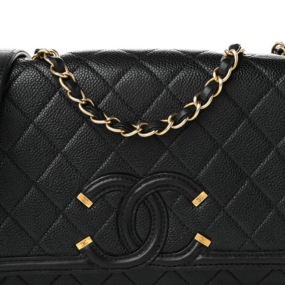 Chanel Caviar Quilted Medium CC Filigree Flap Black 7 of 10