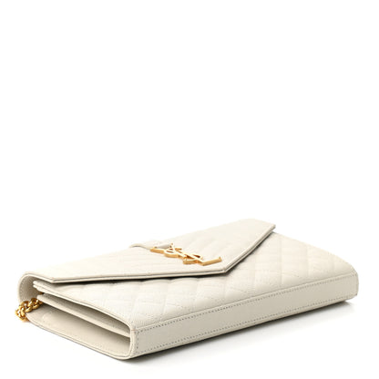 Saint Laurent Grain De Poudre Mixed Matelasse Triquilt Monogram Chain Wallet Crema Soft 3 of 9