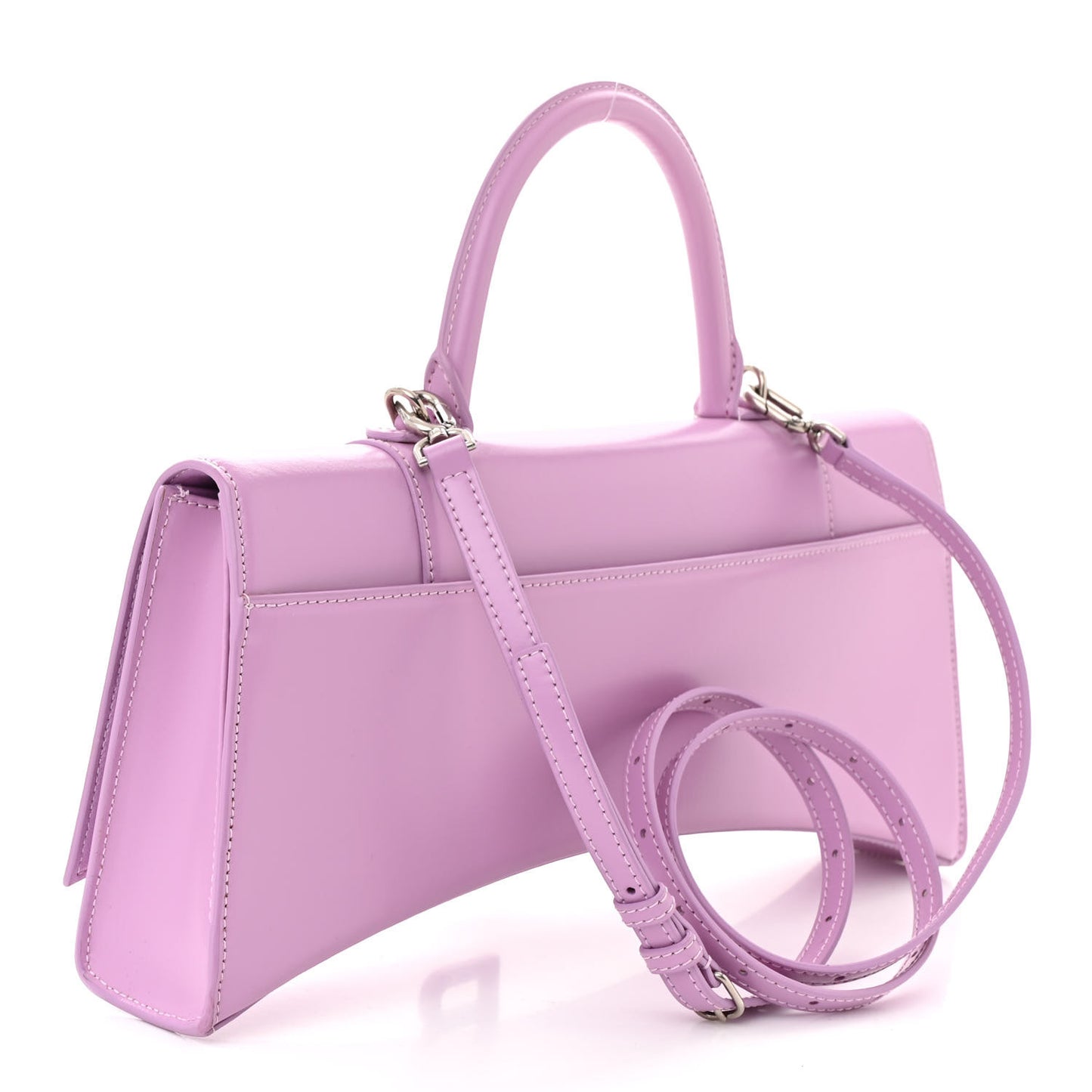 Shiny Box Calfskin Tonal B Hourglass Stretch Top Handle Bag Lilac