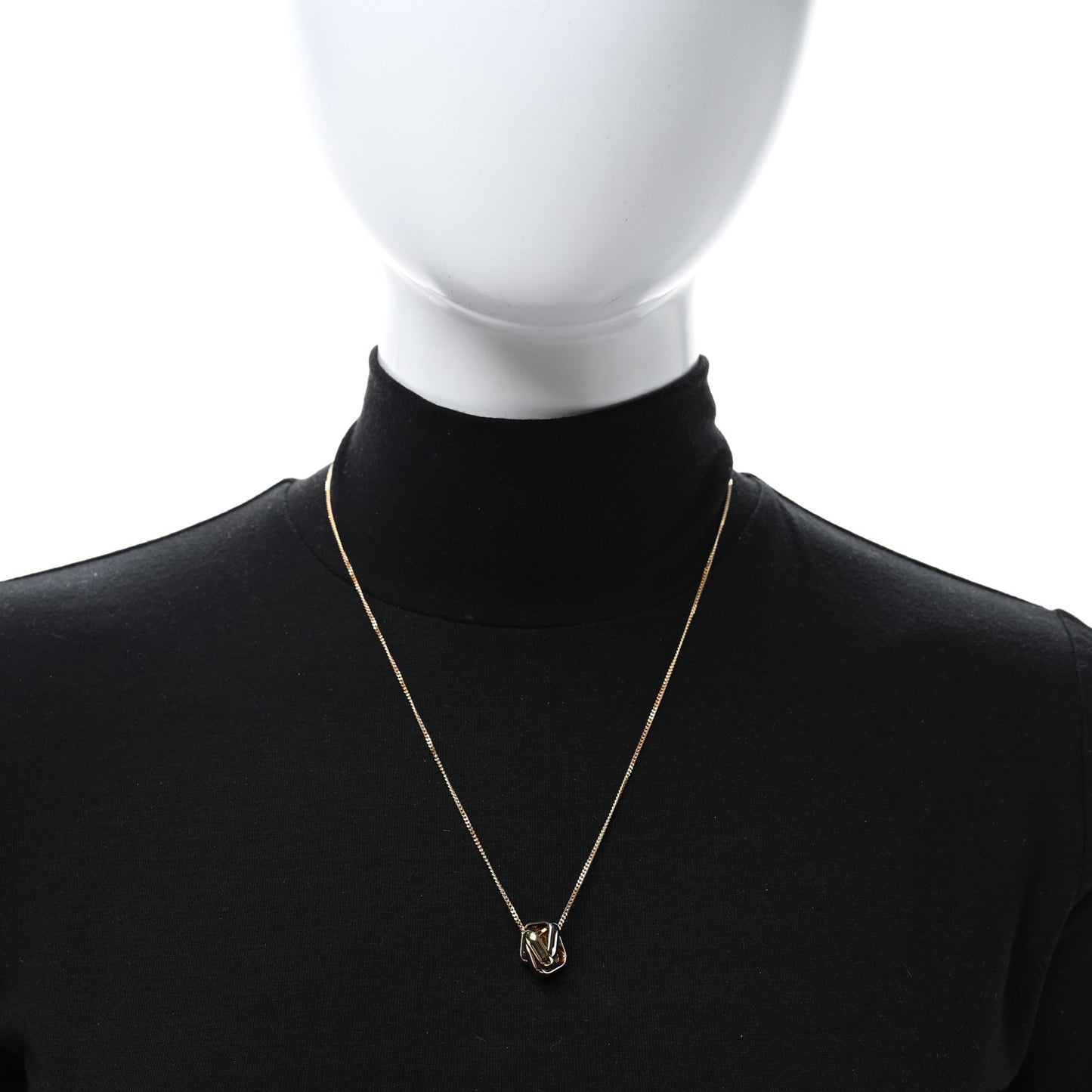 18K Pink Yellow White Gold Trinity Square Pendant Necklace