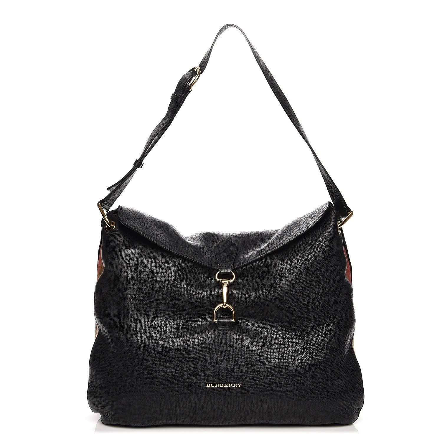 Burberry Calfskin House Check Cornwall Hobo Black 1 of 11