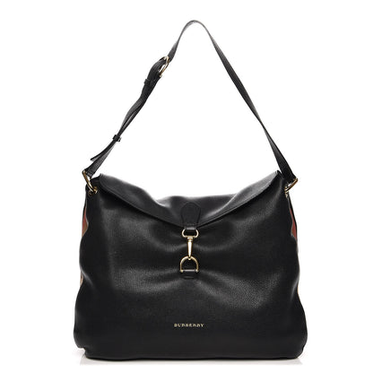 Burberry Calfskin House Check Cornwall Hobo Black 1 of 11