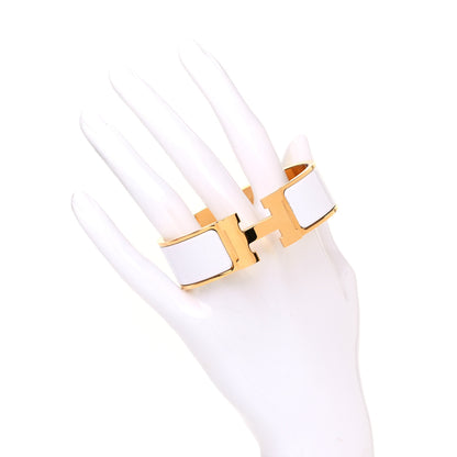 Hermes Enamel Wide Clic Clac H Bracelet GM White 2 of 4