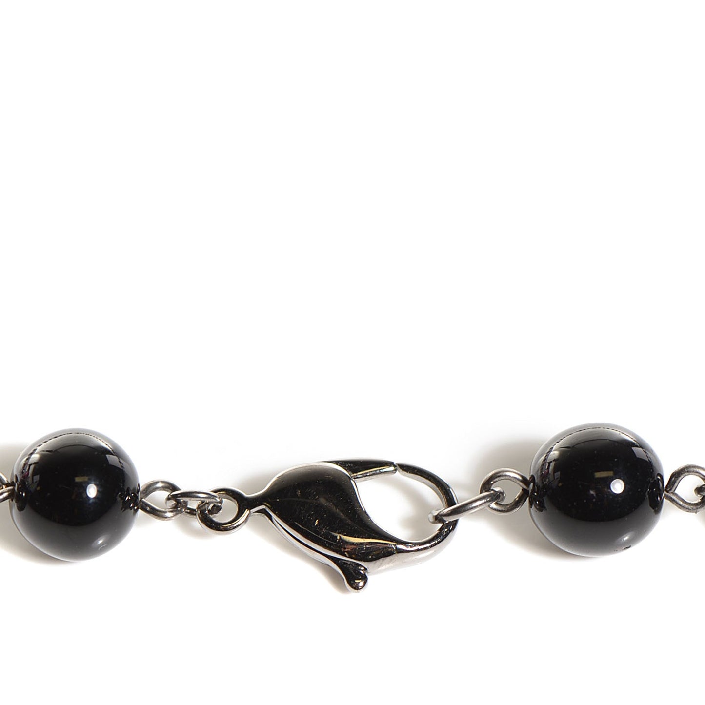 Ruthenium Beaded CC Long Necklace Black