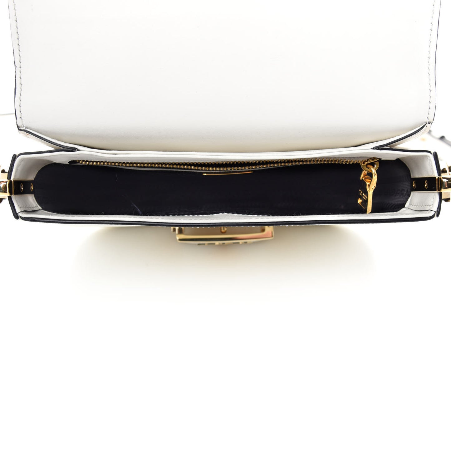 Saffiano Lux Embleme Flap Shoulder Bag White