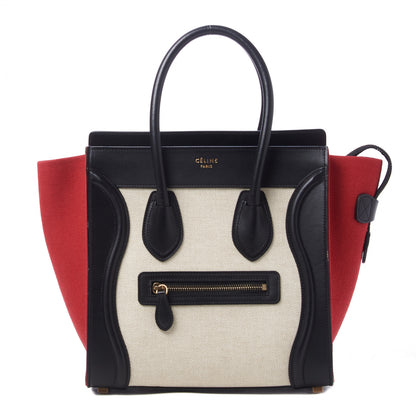 Celine Canvas Smooth Calfskin Micro Tri-Color Luggage Carmin 1 of 9