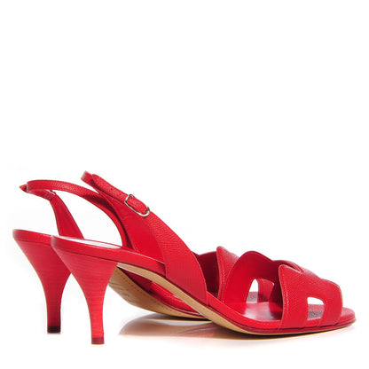 Hermes Epsom Night 70 Slingback Sandals 40 Rouge Casaque 4 of 7