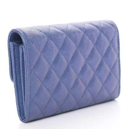 Chanel Iridescent Caviar Quilted Medium Flap Wallet Blue 3 of 9