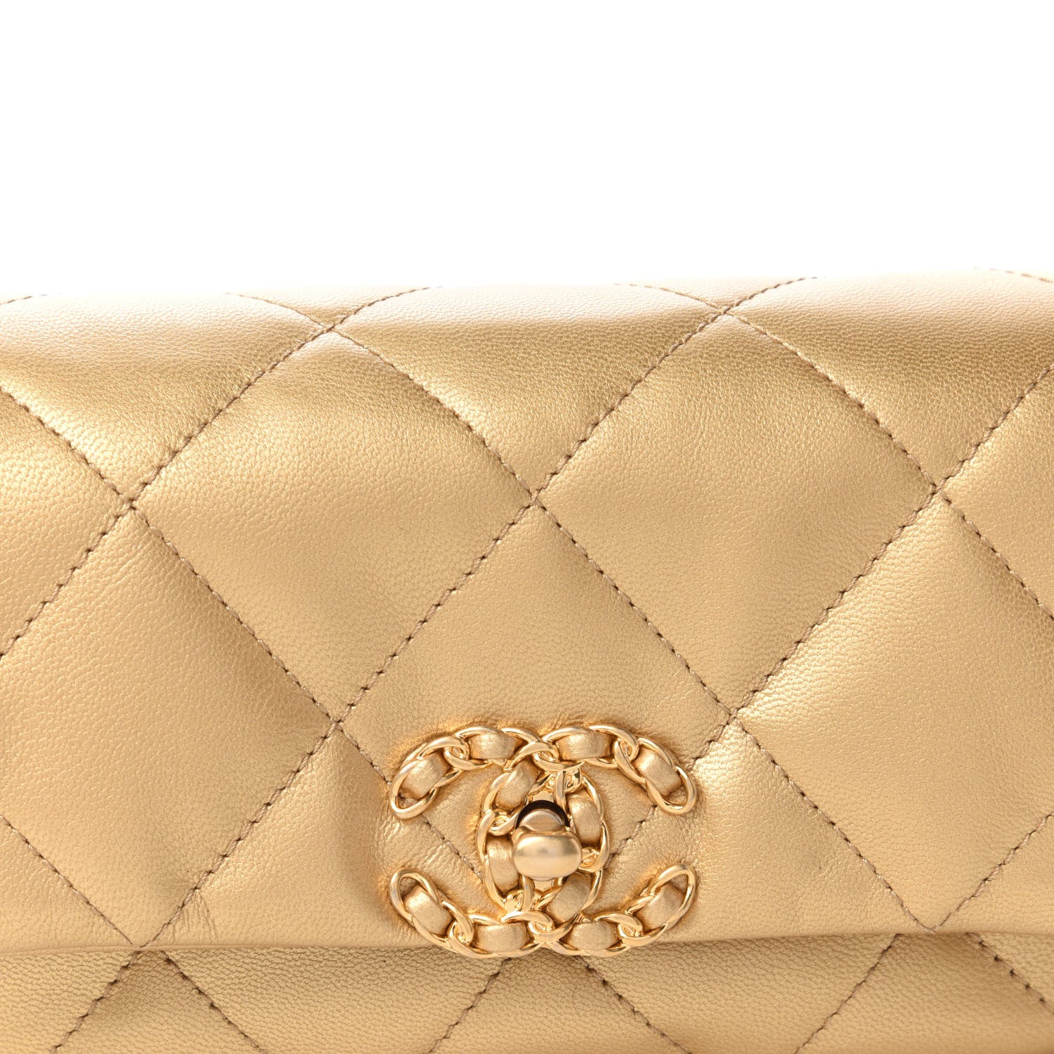 Chanel Metallic Goatskin Quilted Chanel 19 Waist Bag Gold 10 of 11